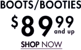 picture with sing 'BOOTS/BOOTIES $89.99'